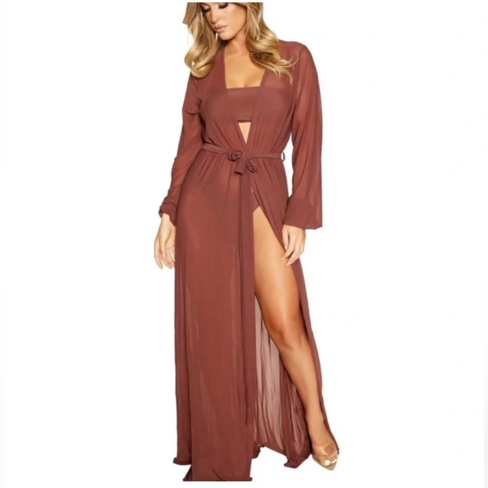 NWT Naked Wardrobe Lux Life Swim Coverup in Chocolate sz